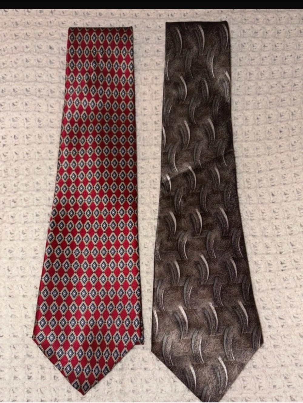 Men's Red Patterned Tie and Gray Textured Tie - Classic Accessories